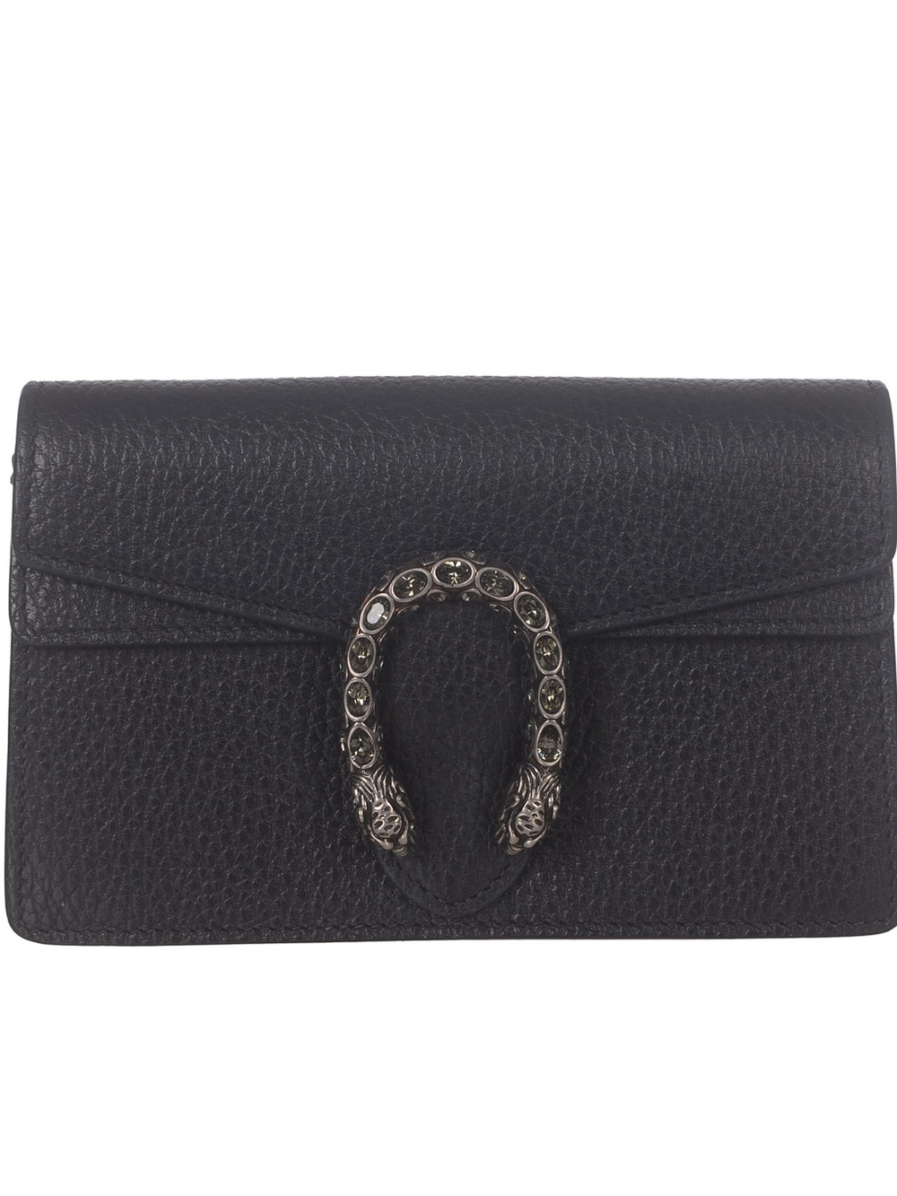 ♥️Gucci Dionysus Black Leather Chain-Detail with Silver Chain Bag♥️
